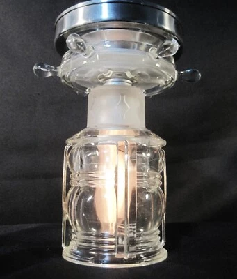 Vintage Ceiling Light Nautical Ship`s Wheel Lighthouse Shade Restored Rewired - Image 1 of 4