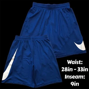Nike Dri-Fit Basketball Shorts Big Swoosh Logo Blue 9" Inseam Youth Teen Size XL - Picture 1 of 10