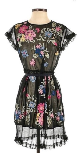 Mini Abito ROSSO VALENTINO PASSERELLA RICAMATO FIORI 38