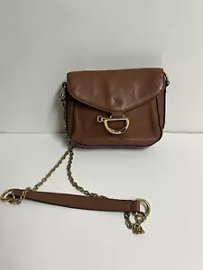 LAUREN Ralph Lauren Bag Brown GoldChain Strap Leather Small Crossbody 6” by 8” - Picture 1 of 9