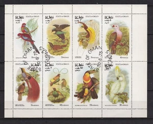 State of Oman Mini-Sheet of 8 Birds Dated 1973 - Picture 1 of 3