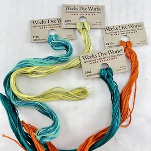 Lot of 4 Weeks Dye Works Hand Dyed Embroidery Floss Cross Stitch Needlepoint - Picture 1 of 2