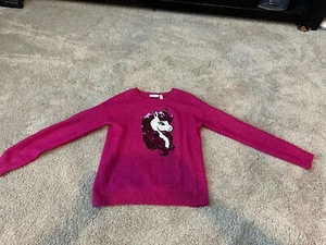 Childrens Place Girls Magenta Pink Sz 14 XL Sweater Pullover sequined Unicorn - Picture 1 of 5
