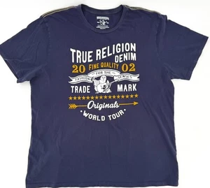 True Religion Shirt Adult Mens 3XL XXXL Navy Blue T-Shirt Graphic Design - Picture 1 of 12