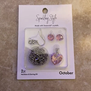 Sparkling Style Swarovski Crystal Necklace Earing Kit DIY October Birth Stone - Picture 1 of 5
