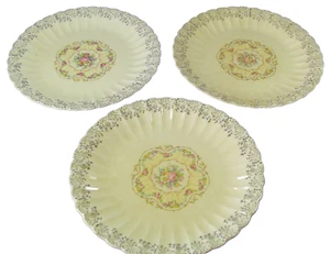 Aristocrat Imperial Ware 1930s 10in Plates 22K Gold SET OF 3 Toledo Delight VTG - Picture 1 of 12