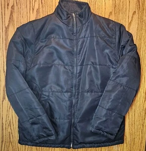 J Crew Jacket Mens Medium Black Reversible Nylon Fleece Bomber Winter - Picture 1 of 4