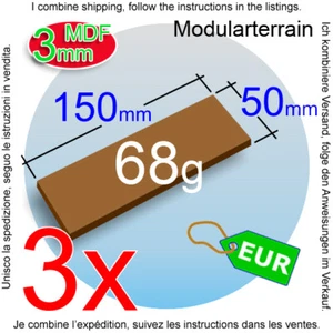 3x 3mm MDF Base 50x150mm 150x50mm 50mm 150mm Socle Cavalry Bike War Hammer 40k - Imagen 1 de 7