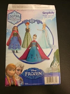 Simplicity S0743 11 1/2" Doll Sewing Pattern Frozen Anna Elsa NEW - Picture 1 of 4