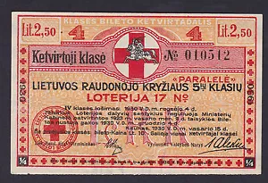 Lithuania Lottery ticket 1930 Nr.17, Klase 4, Series: 010512 Red Cross - Picture 1 of 2