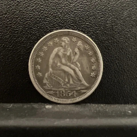 1854 Seated Liberty Dime Silver ---- Nice Details Coin ---  T-442 Cover
