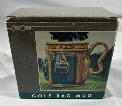 Vintage 1990 Star Case 3D Hand Painted Golf Bag Coffee Mug - Ceramic #790 NEW - Image 1 of 3