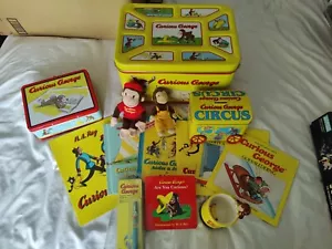 Curious George lotto grandi libri di latta peluche penna tazza lunch box banca - Foto 1 di 8