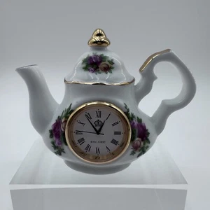 Royal Albert Old Country Roses Miniature Teapot Clock 1962 Works, New Battery! - Picture 1 of 10