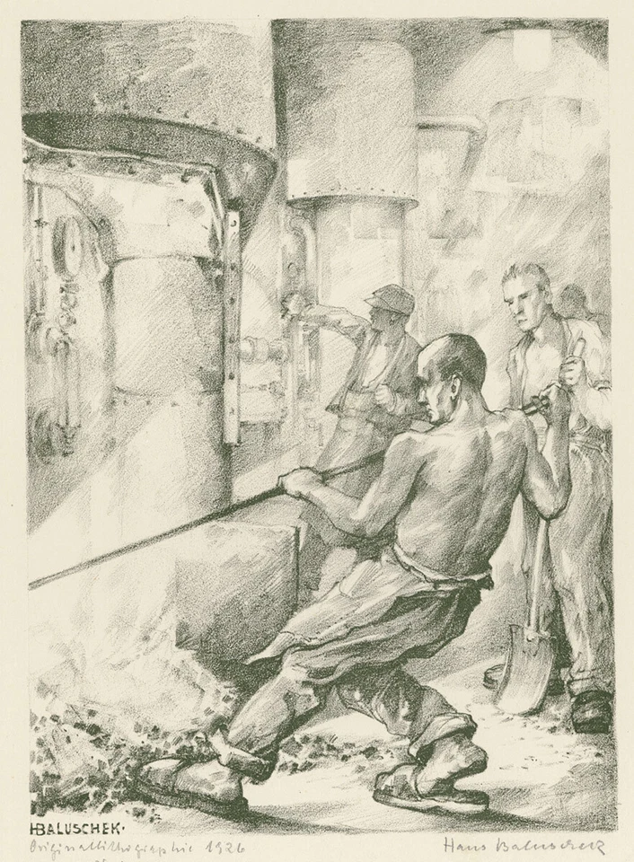 Hans Baluschek - Vor den Schmelzöfen (1926) Firmado - 17" x 22" Fine Art Print Foto 1 de 1