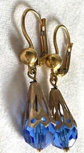 PENDIENTES VINTAGE AÑOS 60 ITALIA ORO 14K PALANCA TRASERA CRISTAL AZUL 4,21 GR-ENVÍO GRATUITO - Imagen 1 de 3