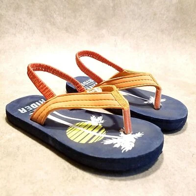 Zapatillas Oshkosh B'Gosh Wave Rider para niños talla L 9/10 azul naranja tanga con tirantes Foto 1 de 4