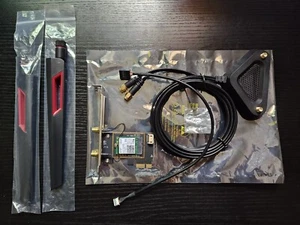 PCIE Wireless Card Kit w/Antenna&Base Intel 7260NGW Wifi/BT M.2 NGFF for Desktop - Afbeelding 1 van 2