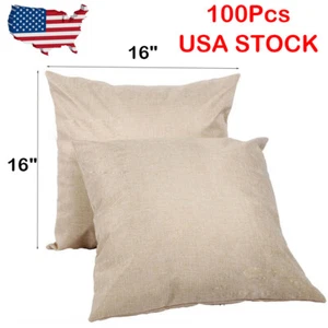 100pcs 16"x16" Sublimation Blank Linen Pillowcases Cushion Cover for Home Decor - Picture 1 of 12
