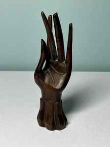 Vintage 7” Handcarved Wood Buddha Mudra Hand - Picture 1 of 8