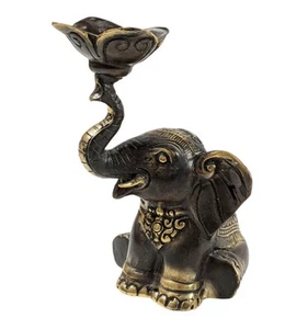 Statuette Porte-Encens Éléphant en laiton 12cm - Imagen 1 de 5
