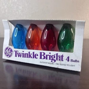 Vintage GE Twinkle Bright Lights 4 Multicolor Bulbs Christmas String Holiday - Picture 1 of 9