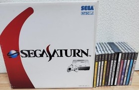 SEGA Saturn White Console HST-0014 Set w/ HORIPAD, Memory & 13 Games Japan