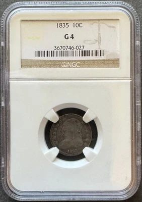 1835 Capped Bust Dime NGC G4     Free US Shipping - Image 1 of 2