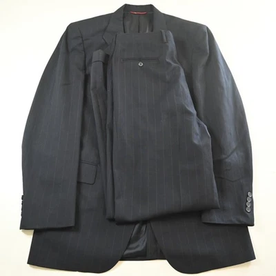 De Colección EE. UU. Jos A Bank 42L 34x34 Azul Marino Tiza Rayas 100% Lana Chaqueta Pantalones Traje Foto 1 de 4