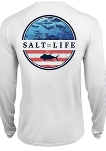 NEW Salt Life XL Respect Performance Long Sleeve Tee Shirt Men XLS Uvapor Gray - Picture 1 of 12