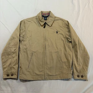 Vintage Polo Ralph Lauren Harrington Full Zip Jacket Youth Boys Sz L 16-18 Beige - Picture 1 of 18
