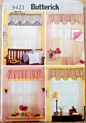 Butterick 3421 Reversible Valances 4 Designs to 48" Windows Lg & Short Combine - Image 1 of 4