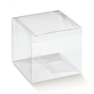 50 PZ Scatola pvc trasparente 10X10X10 cm portaconfetti per BOMBONIERA 0LOB - Foto 1 di 1