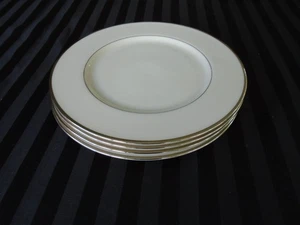 C-999 4 Lenox Montclair Ivory 10 5/8" Dinner Plates with Platinum Trim - Picture 1 of 4