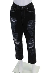 Carmar Womens Crochet Ripped High Rise Slim Leg Jeans Black Cotton Size 26 - Picture 1 of 6