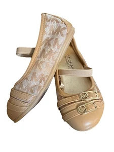 Michael Kors Toddler Ballerina Flats Sz. 7 Beige Color With Monogram New - Picture 1 of 14