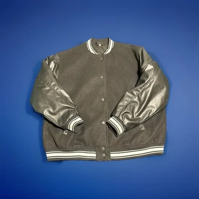 Varsity Base Premium Classic Snap Button Letterman Jacket, Black Sz-M - Image 1 of 3