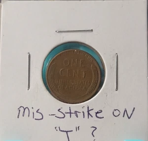 1952 D Mid strike Error on "T" Coin Lincoln Wheat Cent - See detailed images - Picture 1 of 6