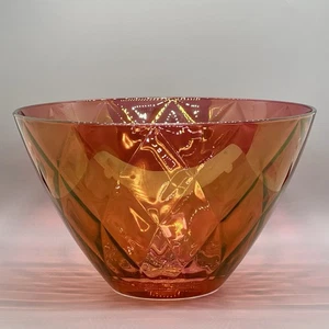 EGO Red Glass Facet Crystal Cut Serving Bowl - Made in Italy - 9.5" - Picture 1 of 6