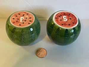 Salero y pimentero de cerámica vintage para sandía - Imagen 1 de 3
