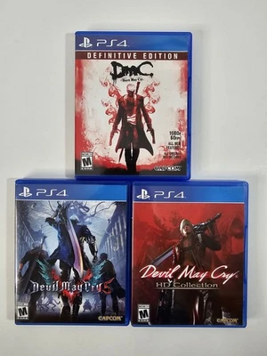 Devil May Cry PS4 Trilogy Lot (DMC 5, HD Collection, DmC) - MINT DISCS, Tested - Image 1 of 4