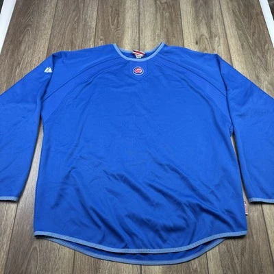 Vtg Chicago Cubs Sweater Mens 2XL Blue Majestic MLB Authentic Collection - Image 1 of 4