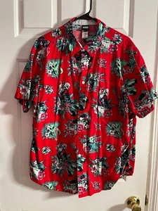 Men's X Large (XL) Kohl's Red Star Wars Mandalorian Hawaiian Tropical shirt - Picture 1 of 7