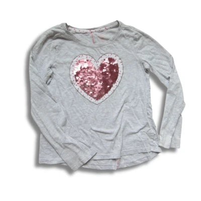 jillians closet white long sleeve shirt Heart Sequins girls size S 7/8 - Image 1 of 3