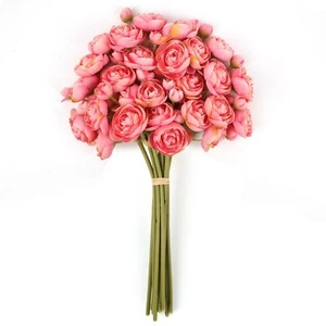 Ranunculus Artificial Flowers Peonies Faux Flowers Silk Peony Fake Mini Ranun... - Picture 1 of 7