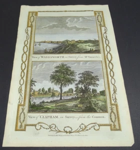 Antique print of Wandsworth and Clapham by Alexander Hogg 1784 - Picture 1 of 5