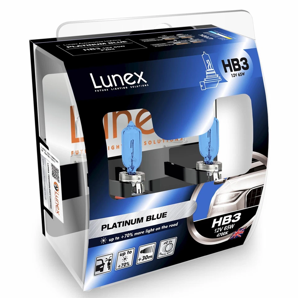 Lunex HB3 Car BULB Replacement Upgrade Platinum Blue 12v x2 - Image 1 of 1