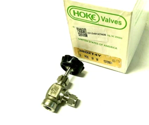 Hoke 3802T4Y 1/4" Angle Needle Valve 316SS Compression X FNPT 5000 PSI 333NW - Picture 1 of 3