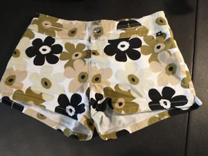 Vintage Y2K 90s Girls Size 16 Floral Denim Shorts Low Rise Gorp Core Olive Green - Picture 1 of 6