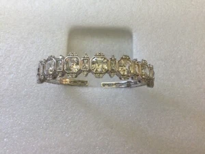 Judith Ripka Sterlingsilber Asscher Schnitt CZ Diamonique Scharnier Manschette Größe: 6,75"" - Bild 1 von 8